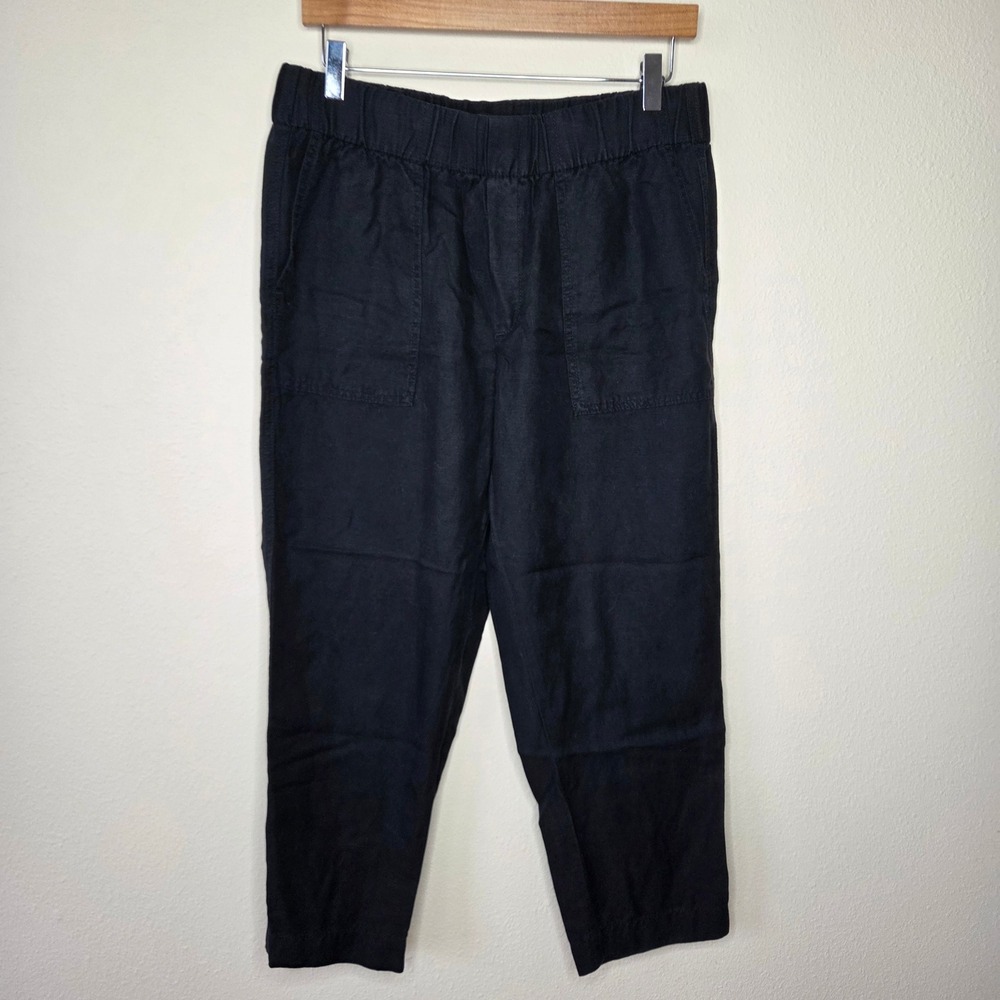 Banana Republic Black Linen Blend Stretch Waist Tapered Pants Womens‎ Medium